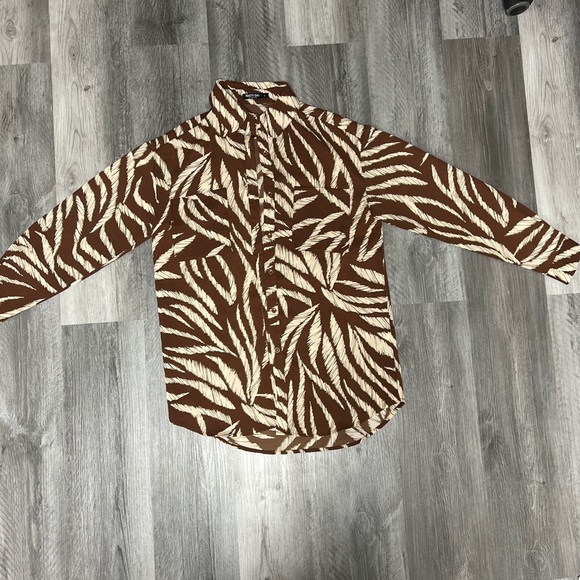 Nasty Gal Brown Zebra Striped Blouse - Picture 1 of 4